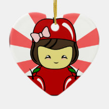 Peu de fille de Kawaii Apple avec des pommes Décorations Pour Sapins De Noël