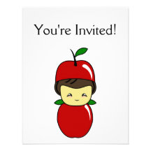 Peu de garçon de Kawaii Apple Carton D'invitation