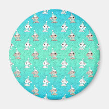 Peu de lapins de neige dans le motif de chapeaux e aimant pour réfrigérateur
