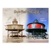 Phare de monticule de sept pieds, le Maryland Cartes Postales