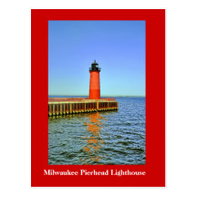 Phare de musoir de Milwaukee, le lac Michigan Carte Postale