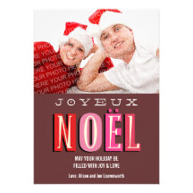 Photo chic rouge-rose géniale de Noël de Joyeux No Faire-parts
