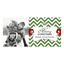 Photo contemporaine de Noël de Chevron Carte-verte Cartes Avec Photo