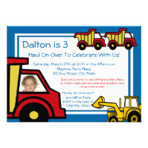 Photo de camions de construction cartons d'invitation