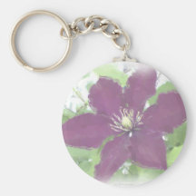 Photo Keychain d'effet d'aquarelle de clématite de Porte-clef