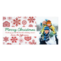 Photocard rouge de flocons de neige carte avec photo
