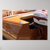 Photographie en bois de moteur de bateau et de nom posters