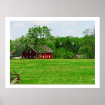 Photographie pittoresque de grange rouge affiche