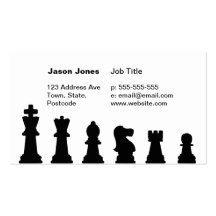 Pièces d'échecs noires sur le blanc modèles de cartes de visite