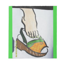 pied vert/orange en bloc - notes de sandale bloc-notes