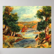 Pierre Renoir - Varende boten in Cagnes Afdruk