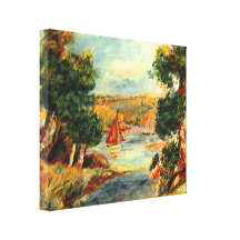Pierre Renoir - Varende boten in Cagnes Canvas Print
