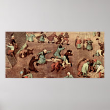 Pieter Bruegel Elder - de spelen van de kinderen Afdruk
