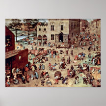 Pieter Bruegel Ouder - de spelen van de kinderen Afdruk