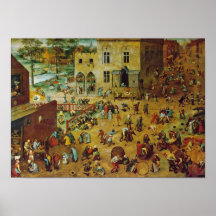 Pieter Bruegel Ouder - de Spelen van Kinderen Print