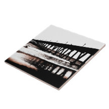 Pilier de pêche en noir et blanc carreaux en céramique