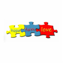 Pin d'amour d'espoir de foi de puzzle d'autisme photo en relief
