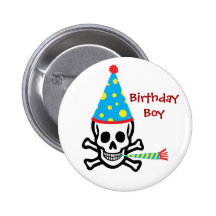 Pin de garçon d'anniversaire de crâne badge avec épingle