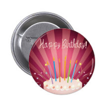 Pin rose de gâteau d'anniversaire badge avec épingle
