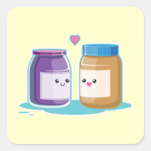 Pindakaas en Gelei Vierkant Stickers
