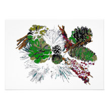 Pinecones en vert par aube Cramer Invitations Personnalisées