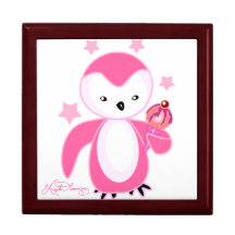 Pingouin avec le rose de crème glacée boîtes à souvenirs