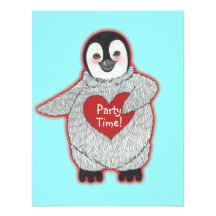 Pingouin avec l'invitation de fête d'anniversaire 