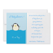 Pingouin de bébé - invitations de baby shower