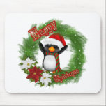 Pingouin de Noël heureux tapis de souris