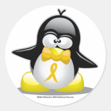Pingouin de ruban d'or autocollant