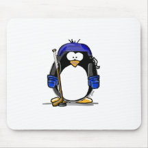 Pingouin d'hockey - bleu tapis de souris