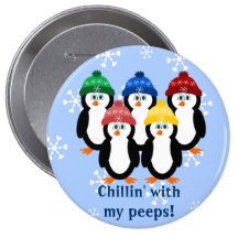 Pingouins Chillin avec mon bouton d'hiver de piaul Badge Avec Épingle