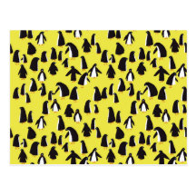 Pingouins jaunes de carte postale ! horizontal
