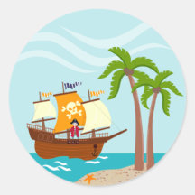 Pirate de sept mers ! autocollant rond