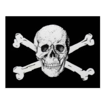 Pirates crâne noir et os croisés carte postale