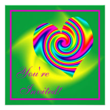 Pirouette en forme de coeur d'arc-en-ciel invitation