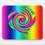 Pirouette en forme de coeur d'arc-en-ciel tapis de souris