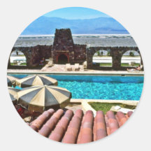 Piscine, auberge de crique de four adhésif rond