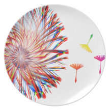 Pissenlit soufflant dans le plat de cadeau de vent assiettes
