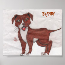 Pitbull de bande dessinée ma maman rouge "eau-de-v poster
