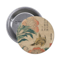 Pivoine et canari de Hokusai Pin's