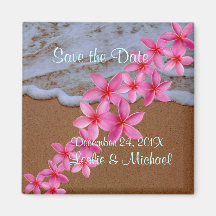 Plage de PixDezines+plumeria rose Aimant Pour Réfrigérateur