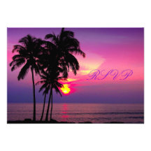 Plage hawaïenne Scence de coucher du soleil de rsv Invitations