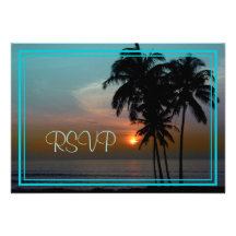 Plage hawaïenne Scence de coucher du soleil de rsv Invitations Personnalisables