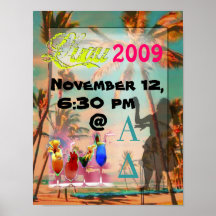 Plage hawaïenne vintage d'affiches de partie de Lu