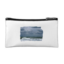 Plage orageuse avec le texte d'image de mouettes trousses de maquillage