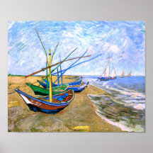 Plage Saintes-Maries (F413) de bateaux de pêche de Affiches