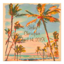 Plage vintage de PixDezines Scence/Aloha/Luau Faire-part Personnalisé