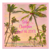 Plage vintage de PixDezines Scence/doucement rose Invitations