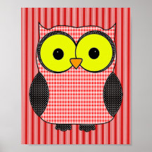 Plaid et hibou de point de polka affiches